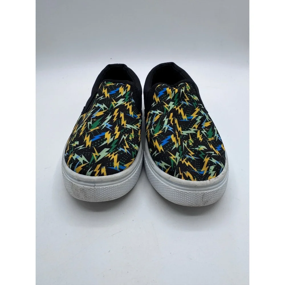 Blue 3‎ Multicolor Slip On Shoes Kids Lightning Bolt Print Sneakers
